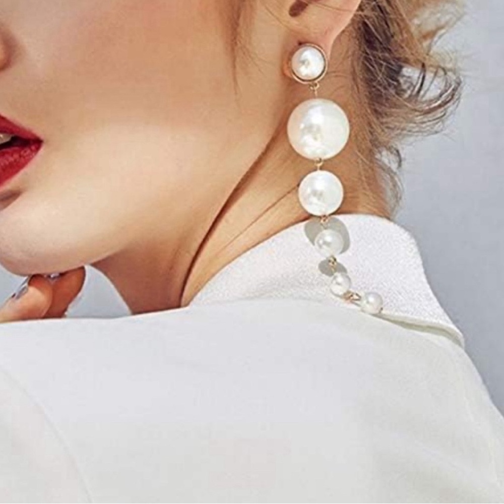 Elegant Pearl Drop Earrings - Picture 7 of 16